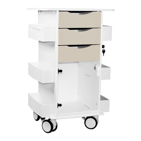Trippnt TrippNT Deluxe Medical Cart with Clear Hinged Door, 23"W x 19"D x 35"H, Almond Beige 53518